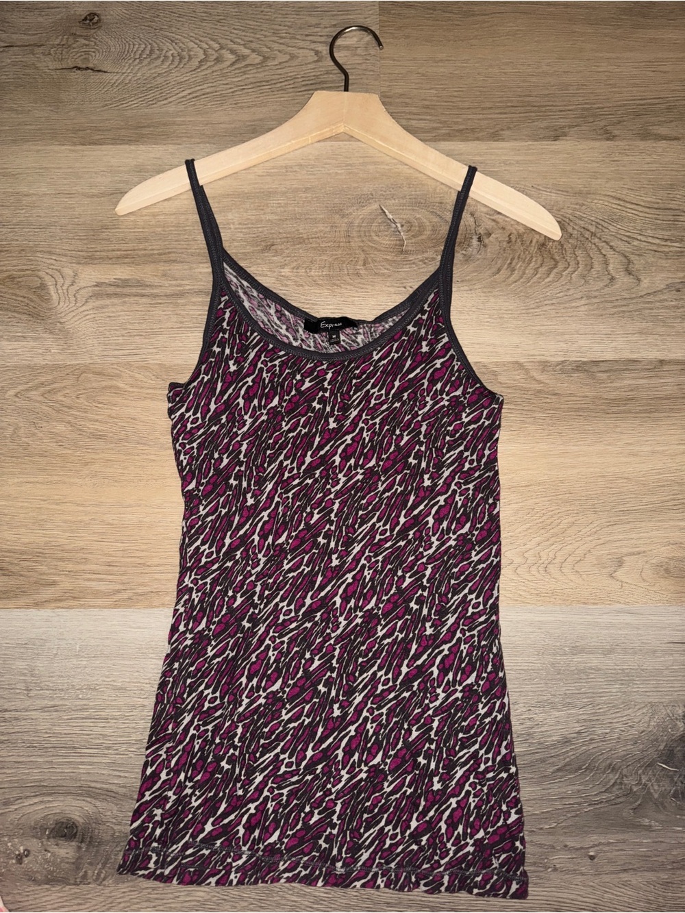 Express Vintage-Style Abstract Leopard Cami Tank Top